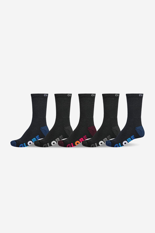 YOUTH MULTI STRIPE CREW SOCKS - Black/Assorted