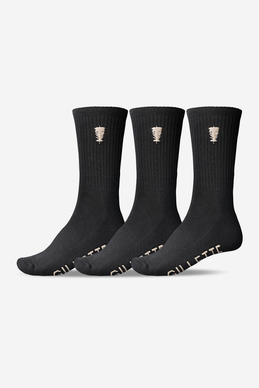 Gillette Crew Sock 3 Pack - Black/White