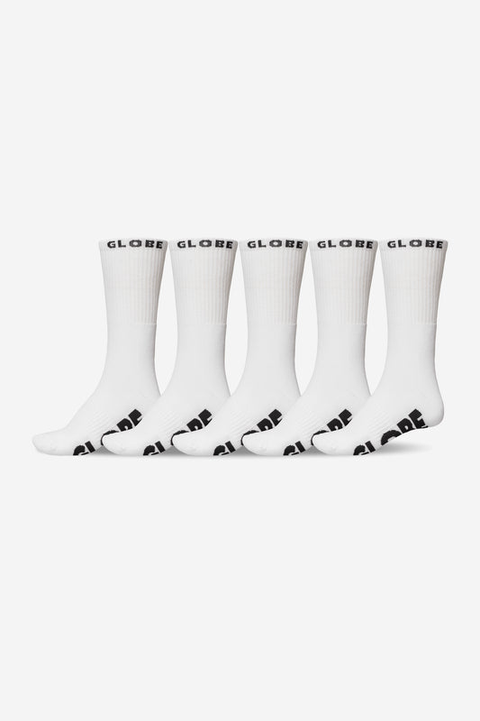Globe - Whiteout Sock 5 Pack - White
