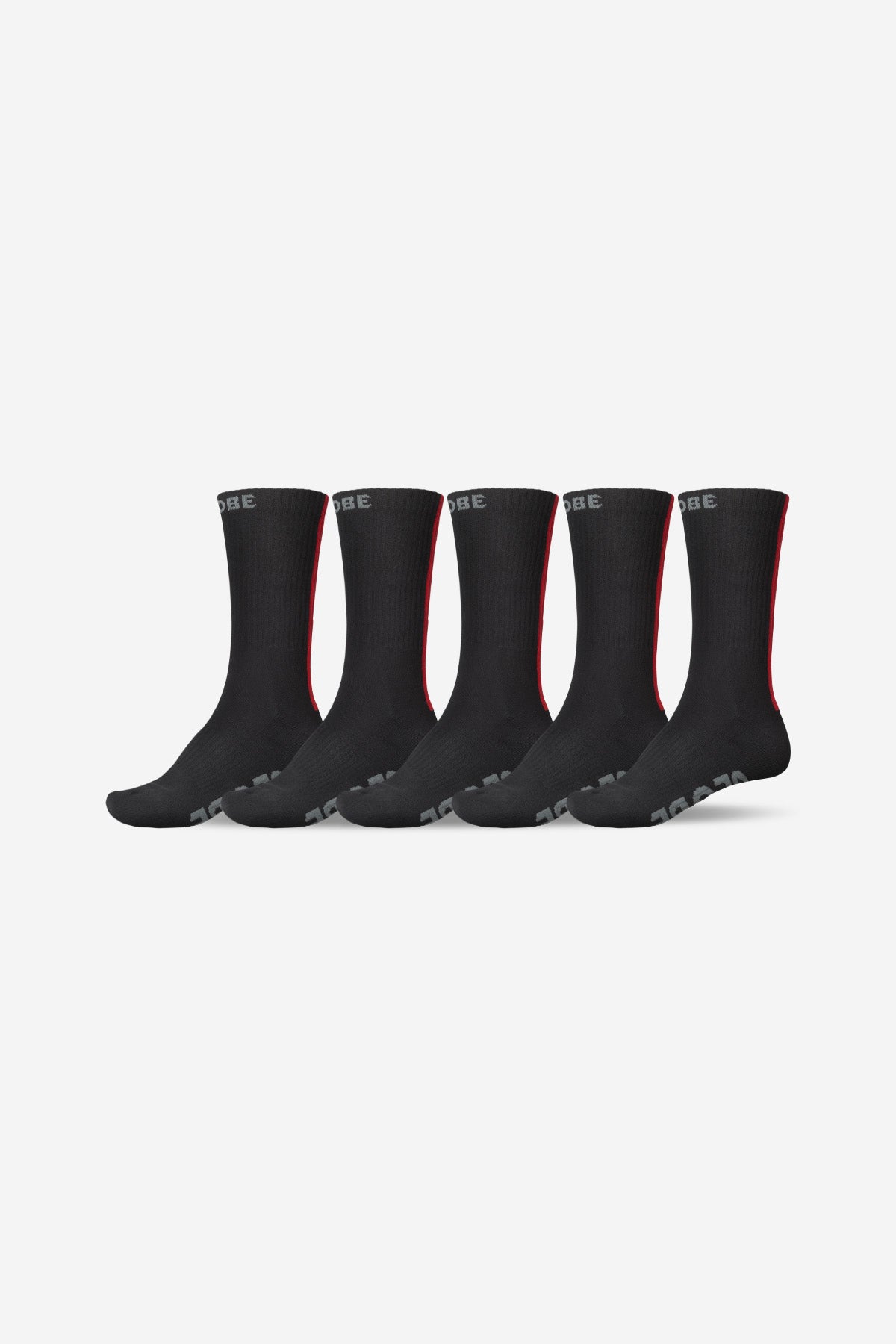 Globe - Stripe Hi Crew Sock 5 Pack - Zwart/Red