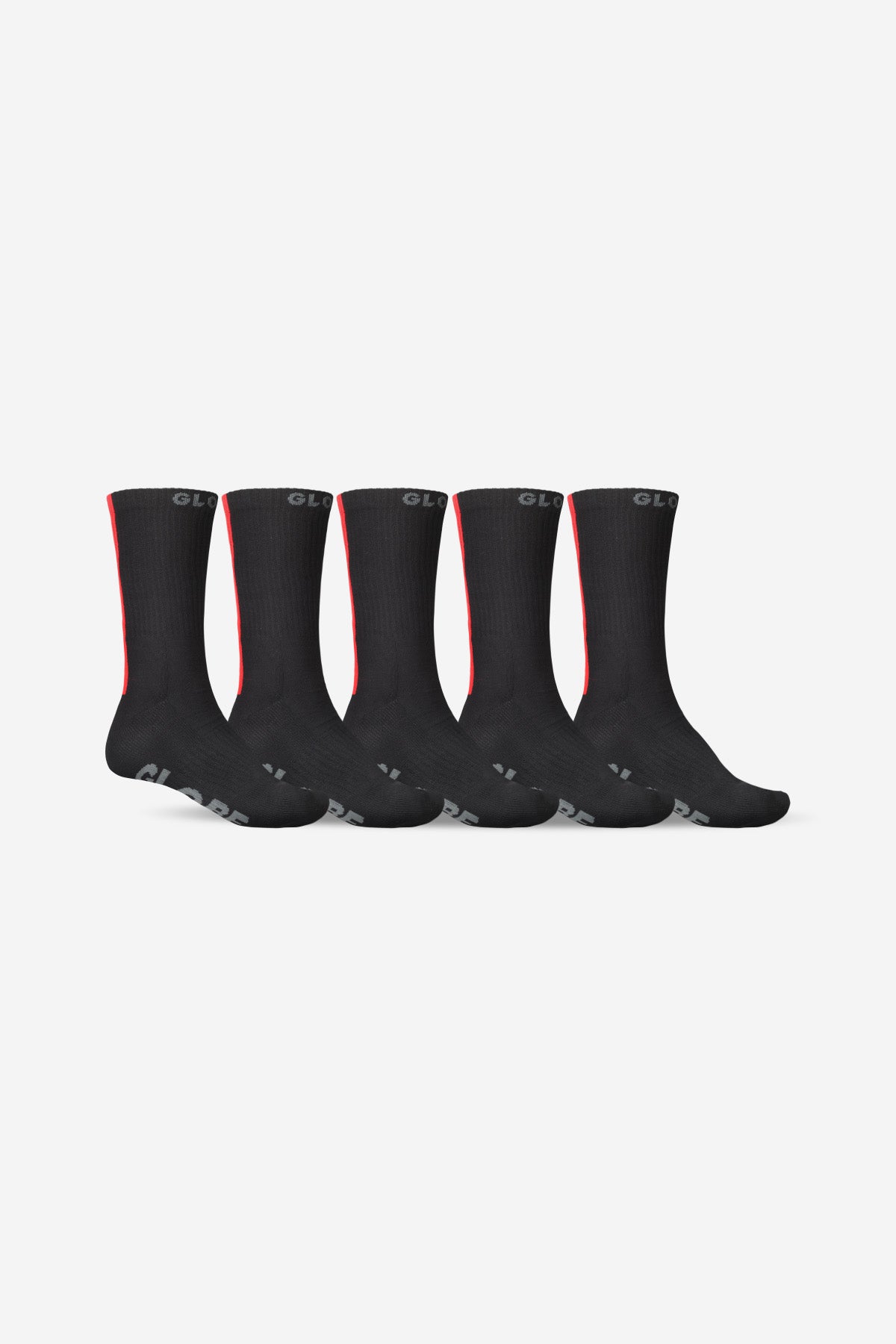 Globe - Stripe Hi Crew Socke 5 Pack - Schwarz/Red