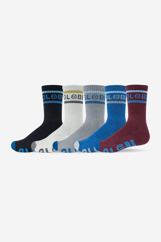 Tilt Hi Crew Sock 5 Pack - Assorted