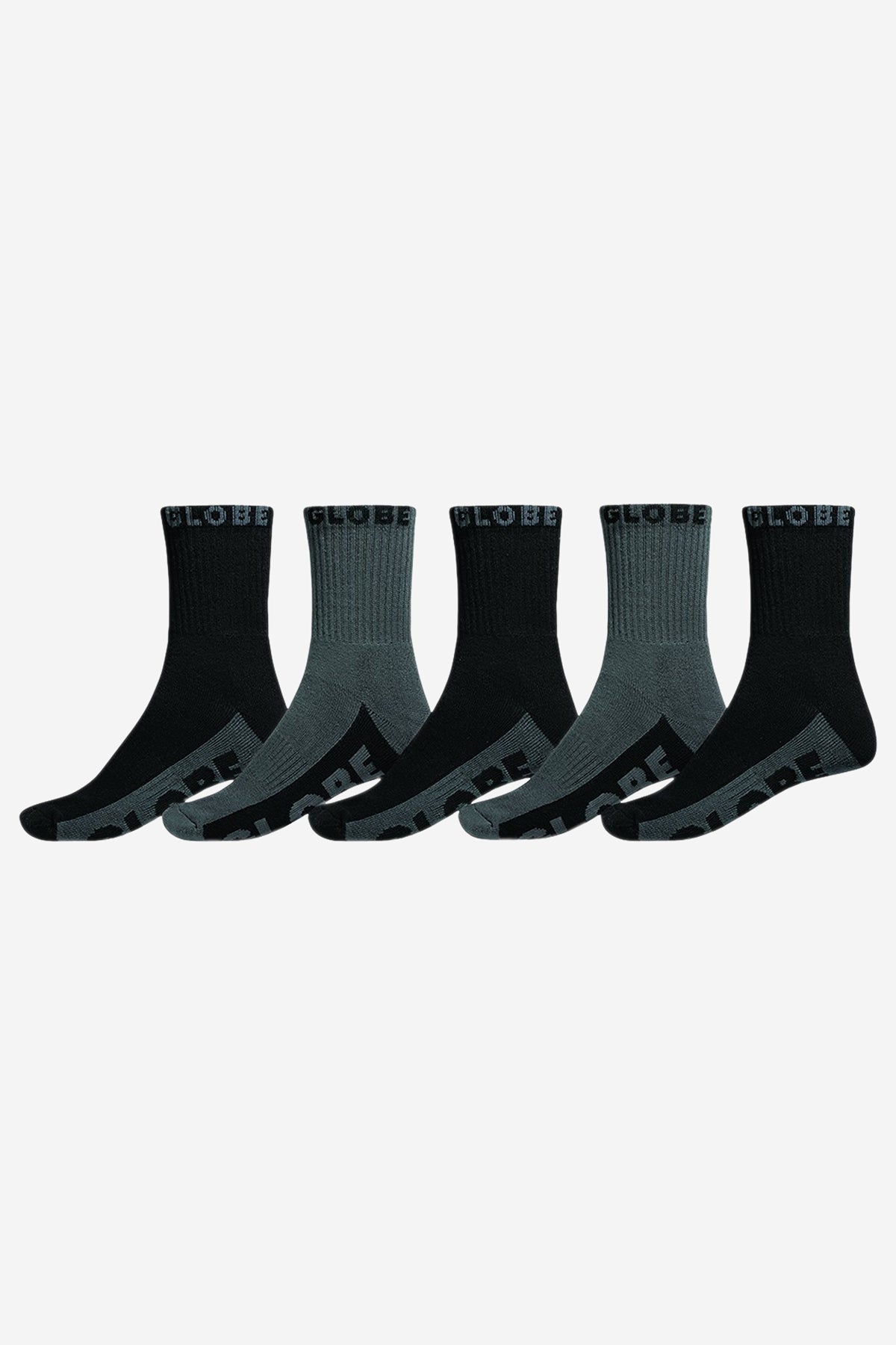 schwarz grau crew sock 5 pack
