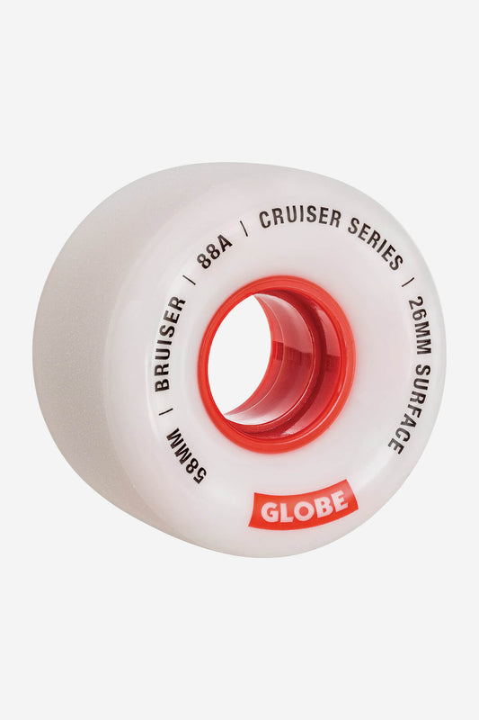 Globe Wheels Bruiser Cruiser Skateboard Wheel 58mm in White/Red/58