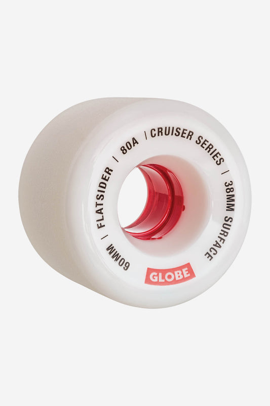 Globe Wheels Flatsider Cruiser Skateboard Wheel 60mm in White/Red