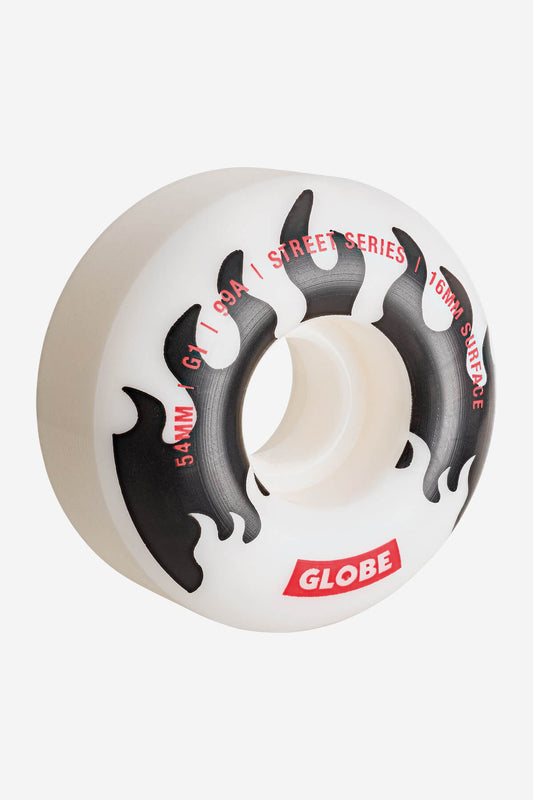 Globe Wheels G1 Street Skateboard Wheel 54mm in White/Black/Flames