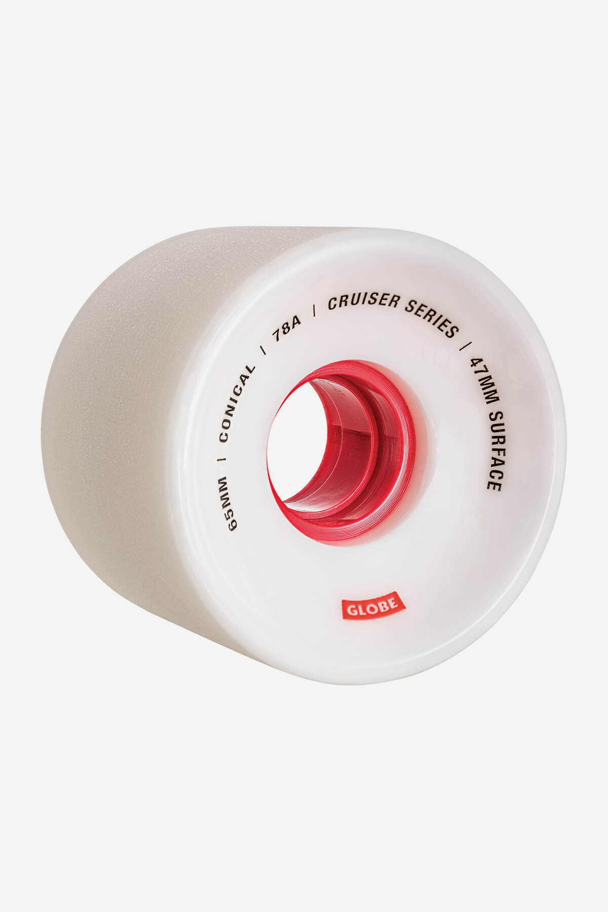 Globe Wheels Conical Cruiser Skateboard Wheel 65mm in White/Red/65