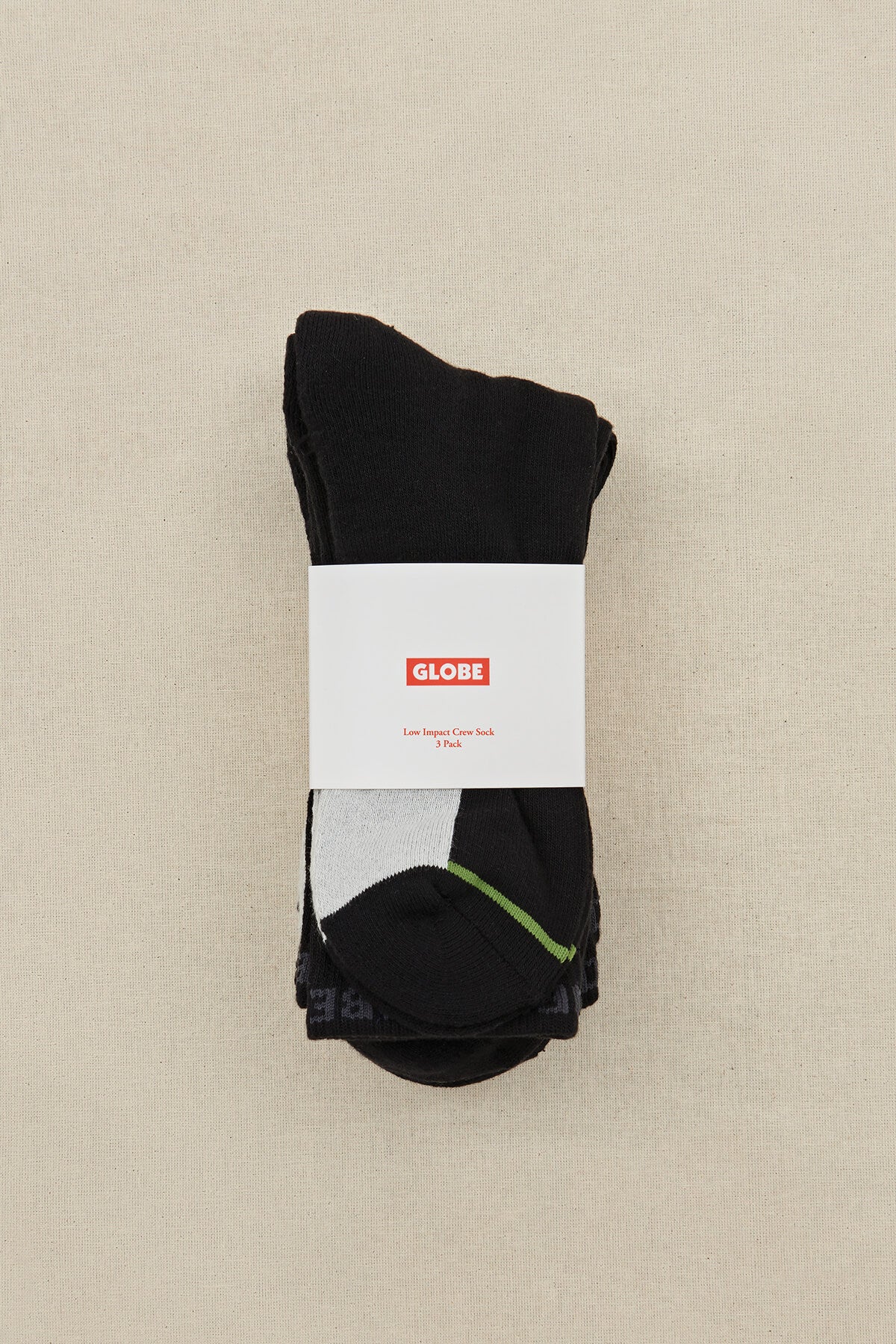 Globe CALZE Low Impact Crew Sock 3 Pack in Assorted