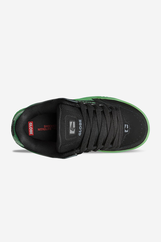 tilt-kids black  green stipple skate shoes