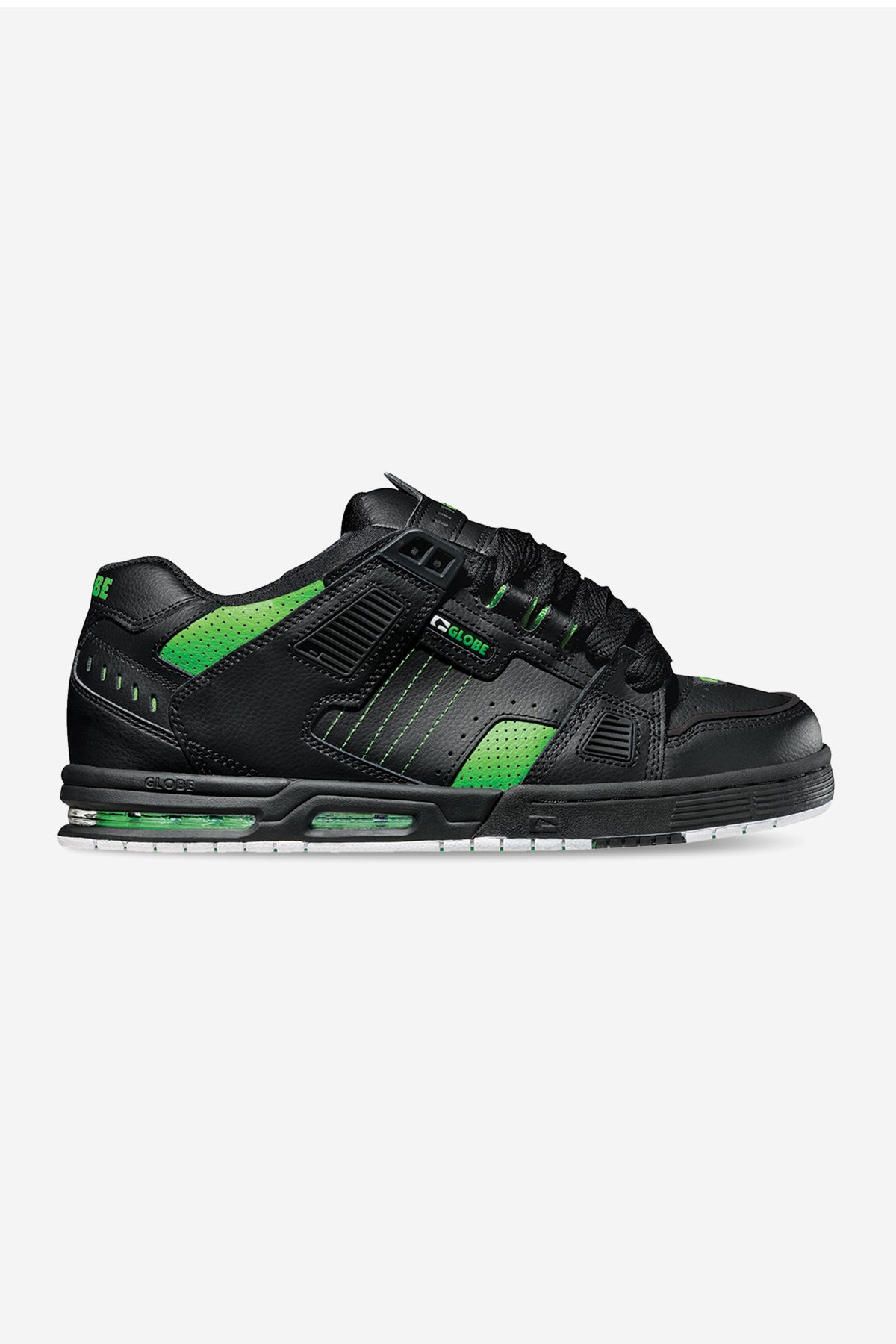 sabre black moto green skate shoes